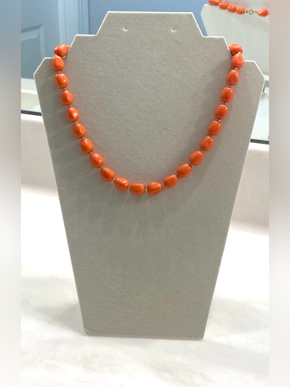 Bright Orange Bead Necklace Boho Retro